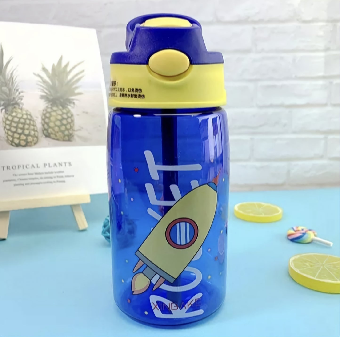480ML Kids Water Sippy Cup Creative Cartoon Baby Feeding Cup with Straws Leakproof Water Bottle Outdoor Portable Children's Cups