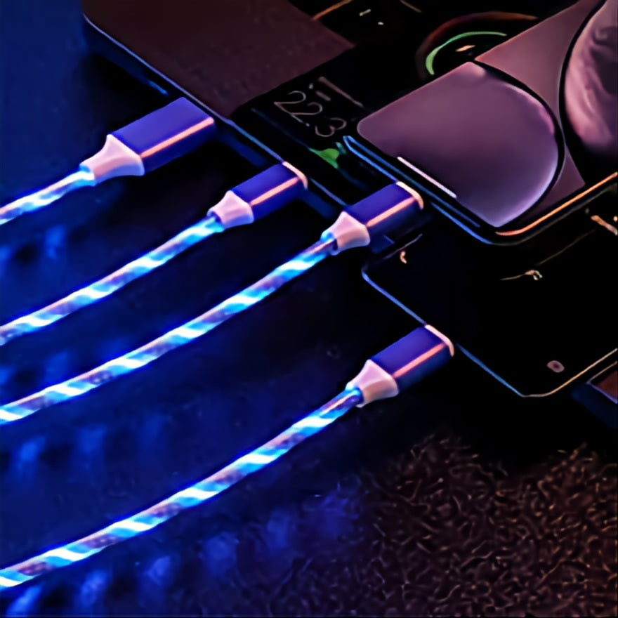 YCTech Multi Charger Cable,3 in 1 Growing LED Light
