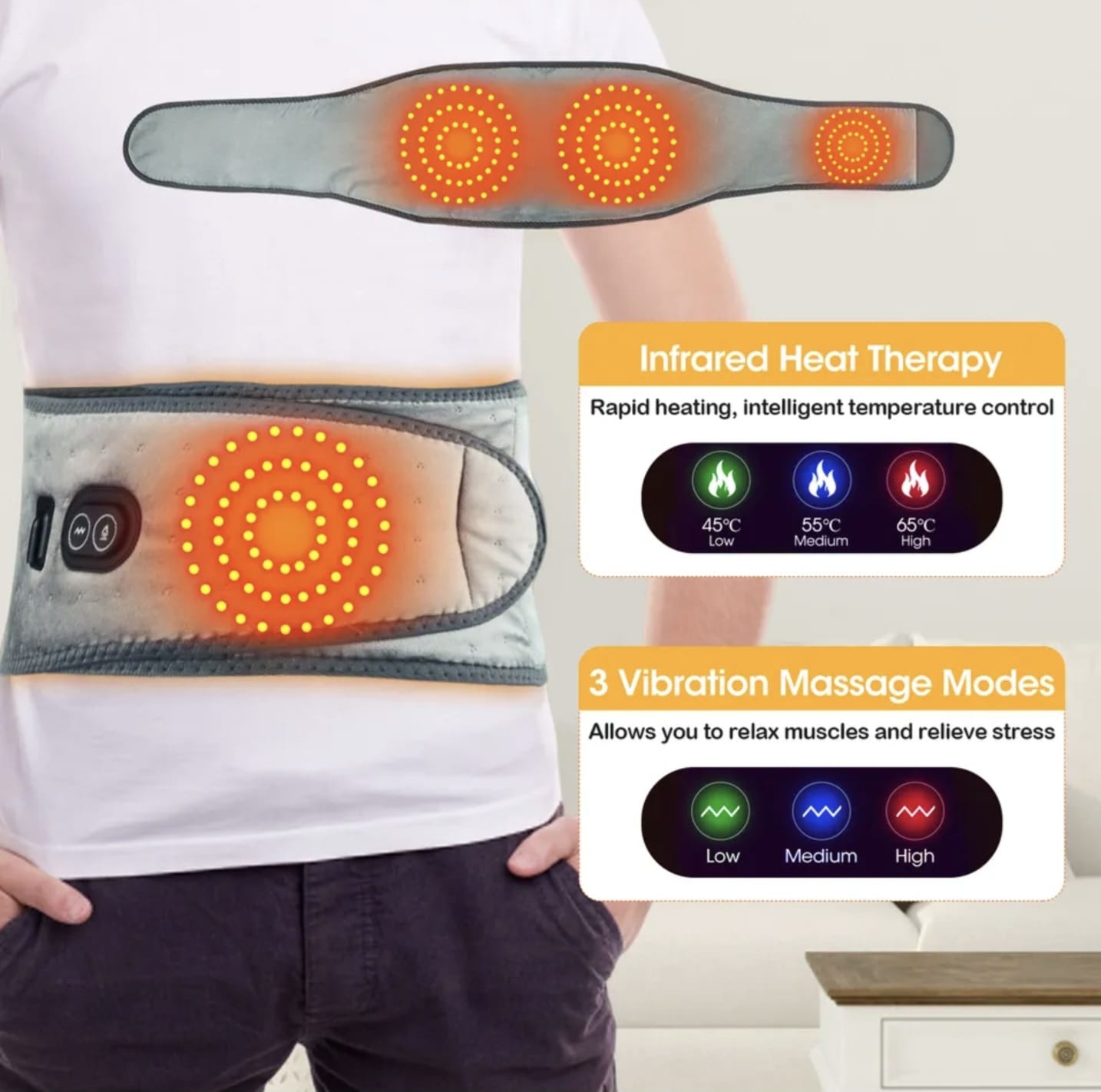 Electric Infrared Heating Belt Vibration Massage