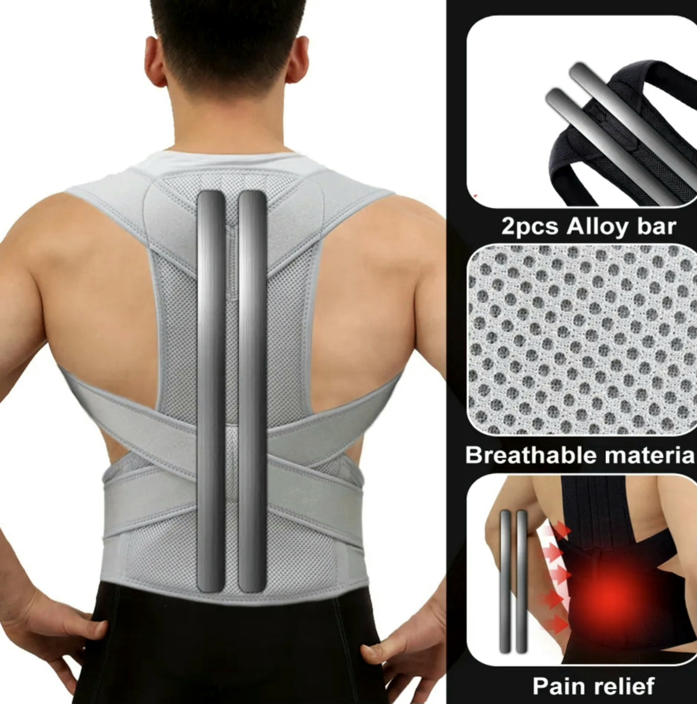 Alloy Bar Posture Corrector Scoliosis Back Brace Spine Corset Shoulder Therapy Support Posture Correction Belt Orthopedic Back