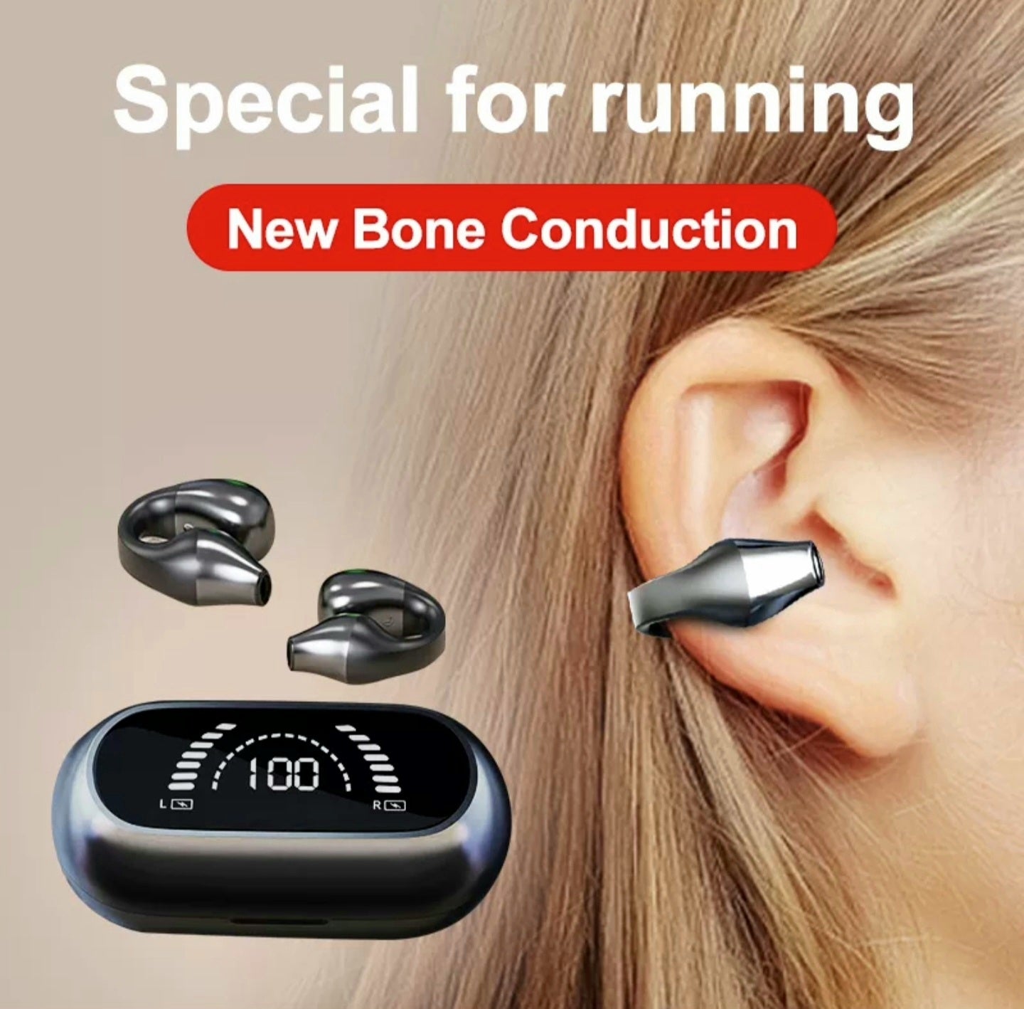 2023 Original Bone Conduction Bluetooth Earphones Open Ear Clip Wireless Headphones with Mic Sports Headsets for Android&iPhone