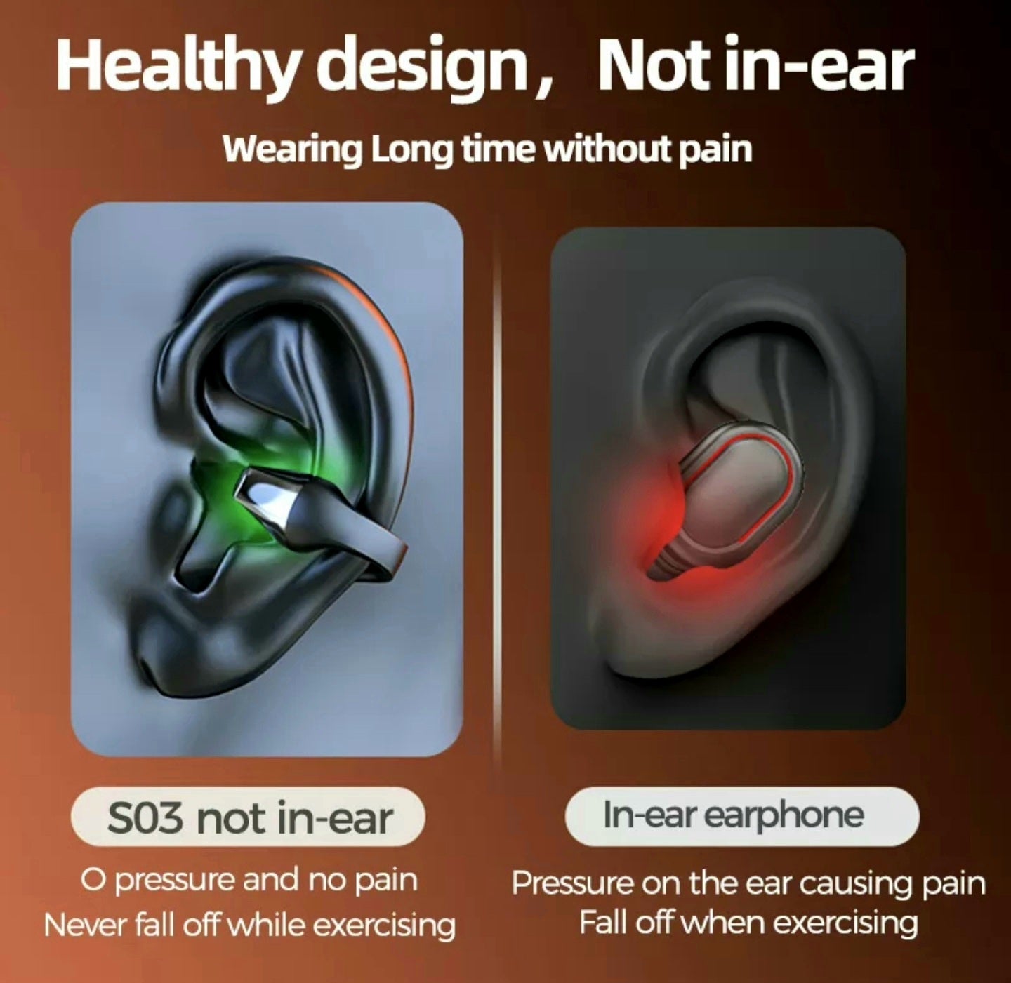 2023 Original Bone Conduction Bluetooth Earphones Open Ear Clip Wireless Headphones with Mic Sports Headsets for Android&iPhone