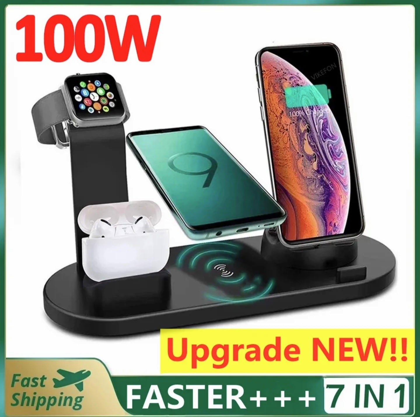 100W 7 in 1 Wireless Charger Stand Pad For iPhone 14 13 12 11 Apple Watch Airpods Pro iWatch 8 76 Fast Charging Dock Station