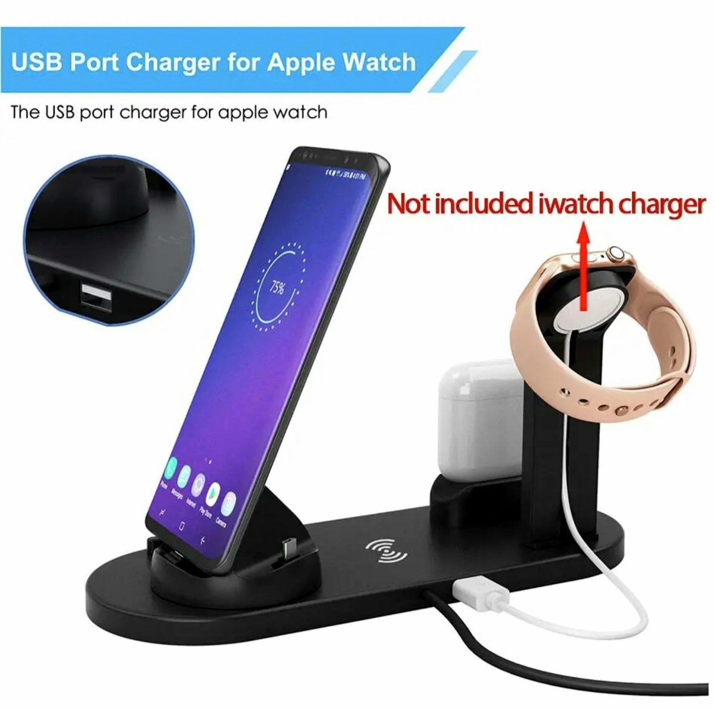 100W 7 in 1 Wireless Charger Stand Pad For iPhone 14 13 12 11 Apple Watch Airpods Pro iWatch 8 76 Fast Charging Dock Station