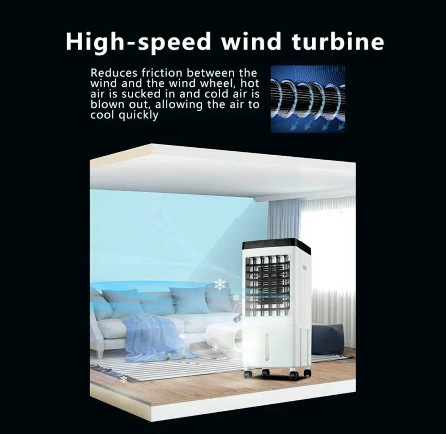 Air Conditioning Fan Large Wind Powerful Cooling Mobile Chiller can be remotely timed central Air Conditioning 220V 10L