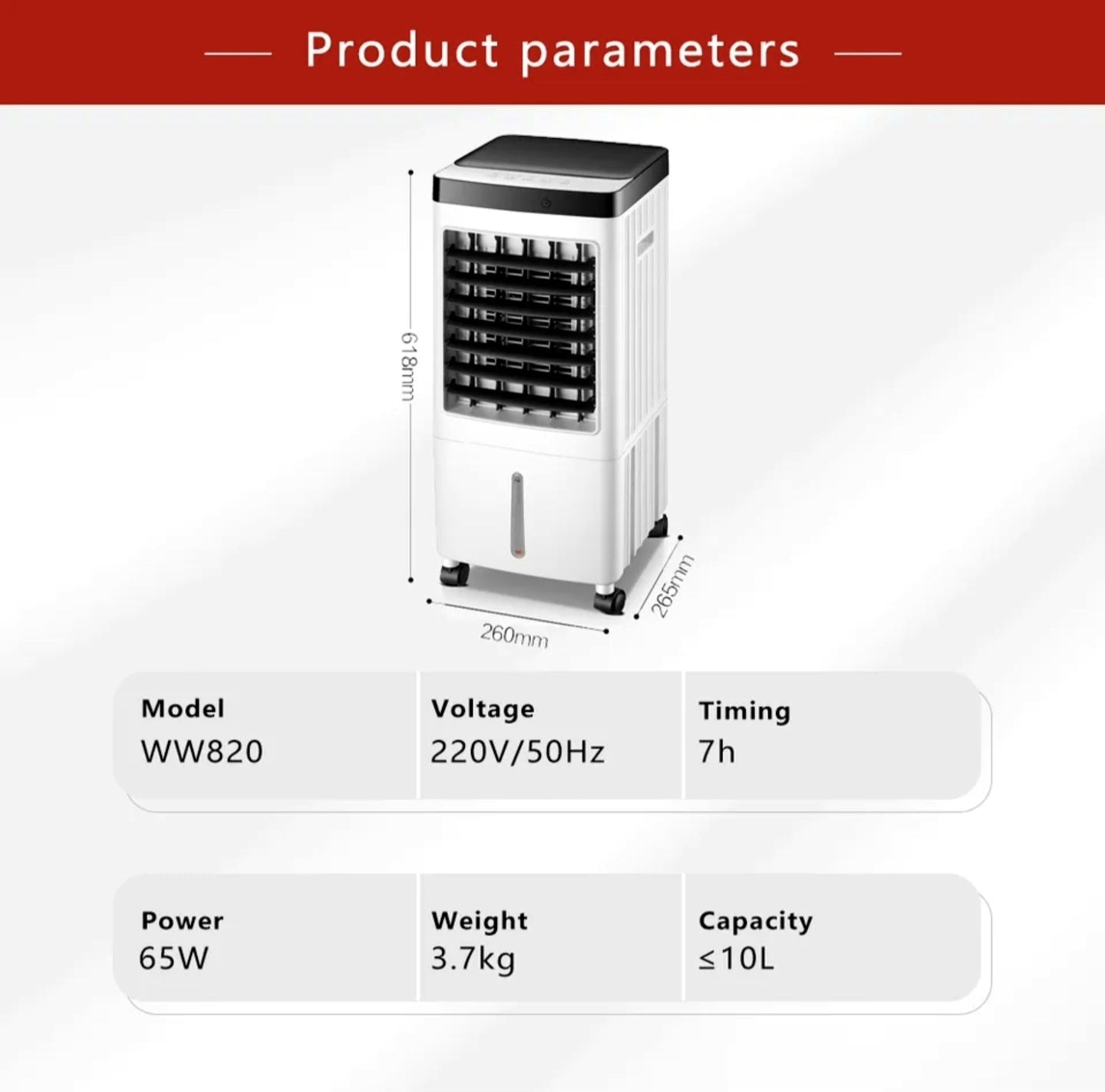 Air Conditioning Fan Large Wind Powerful Cooling Mobile Chiller can be remotely timed central Air Conditioning 220V 10L