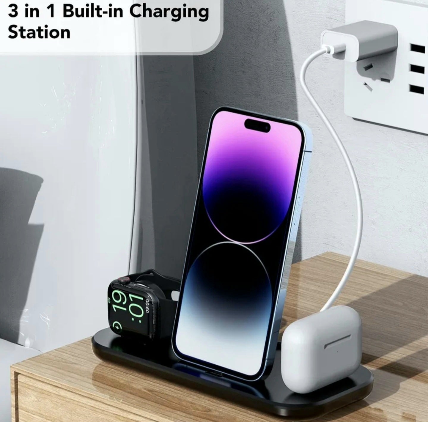 3 in 1 Wireless Charger Foldable Fast Charging Station for iPhone 14 13 12 11 Pro Max X XS XR 8 Plus Apple Watch 8 7 Airpods Pro