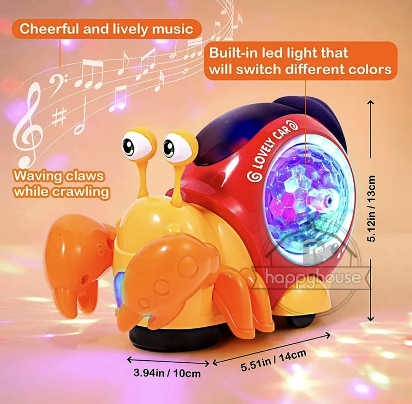 Crawling Crab Baby Toys with Music LED Light Up Interactive Musical Toys for Baby Dancing Crawling  Toys Moving Toddler Toys 0 12