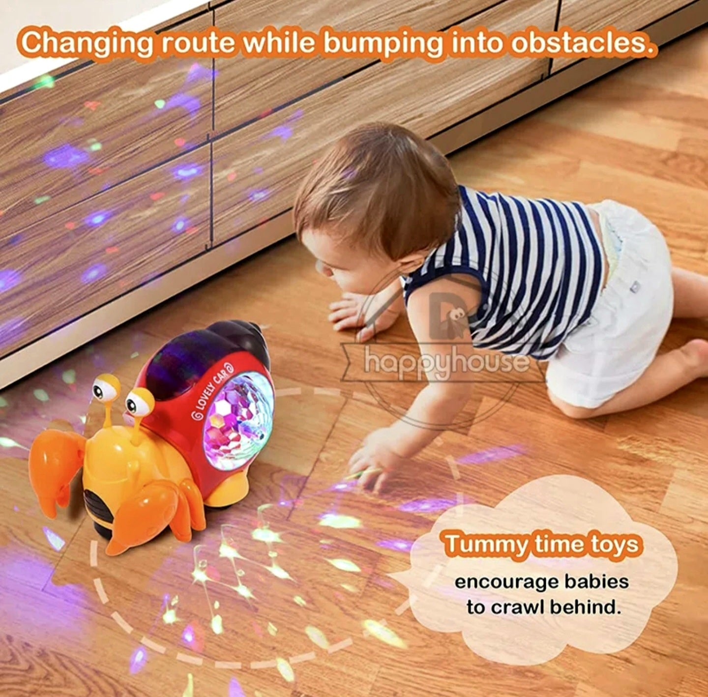 Crawling Crab Baby Toys with Music LED Light Up Interactive Musical Toys for Baby Dancing Crawling  Toys Moving Toddler Toys 0 12