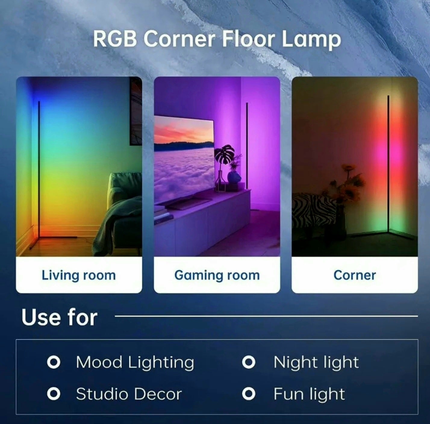 Smart Tuya Corner Floor Lamp 120cm Modern Stand Bedside Lamp Dimmable RGB LED Mood Lighting for Bedroom Living Room Decoration