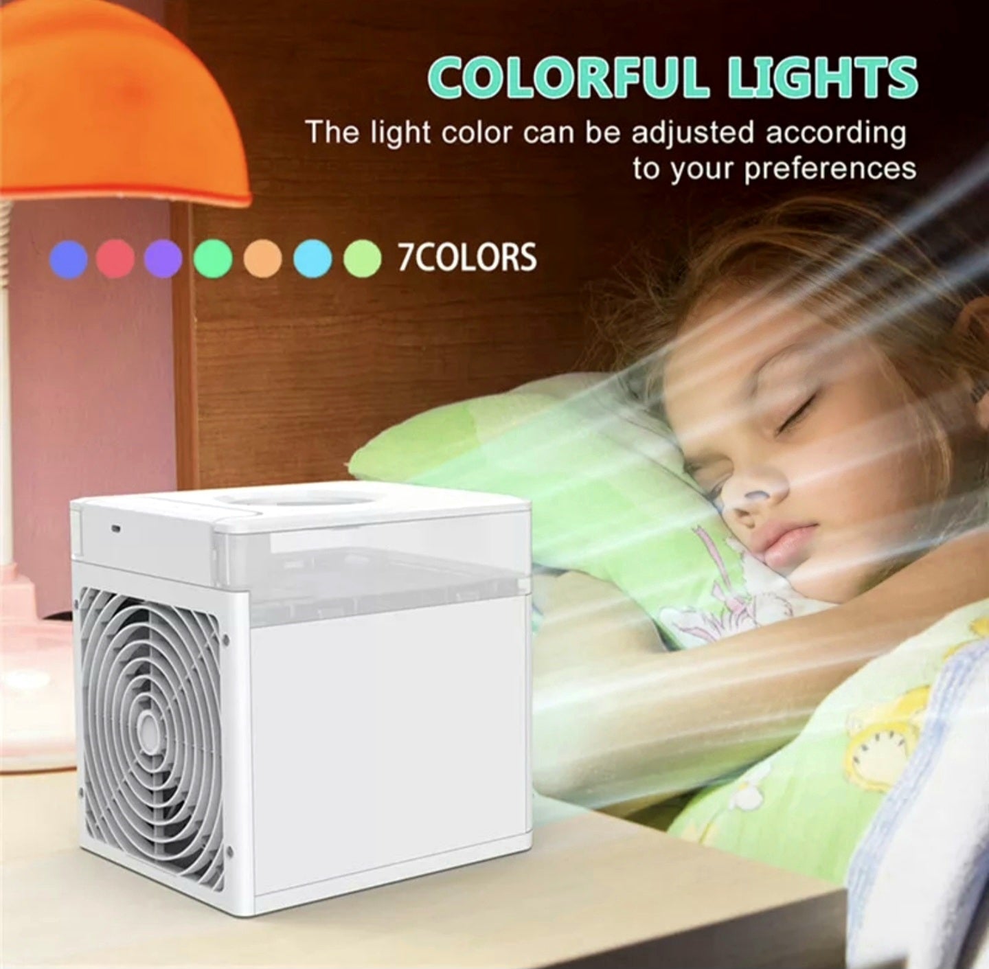 Mini Air Conditioner Portable Air Conditioning Usb Cooling Fan Table Air Cooler 7 Colors Light Office Home Desktop Air Cooler