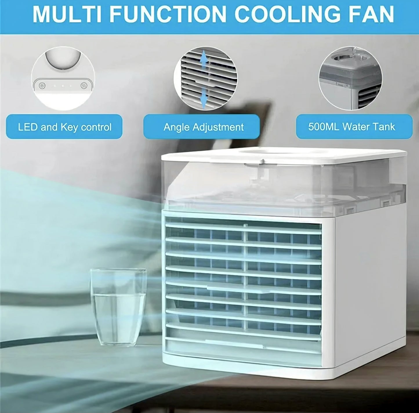 Mini Air Conditioner Portable Air Conditioning Usb Cooling Fan Table Air Cooler 7 Colors Light Office Home Desktop Air Cooler