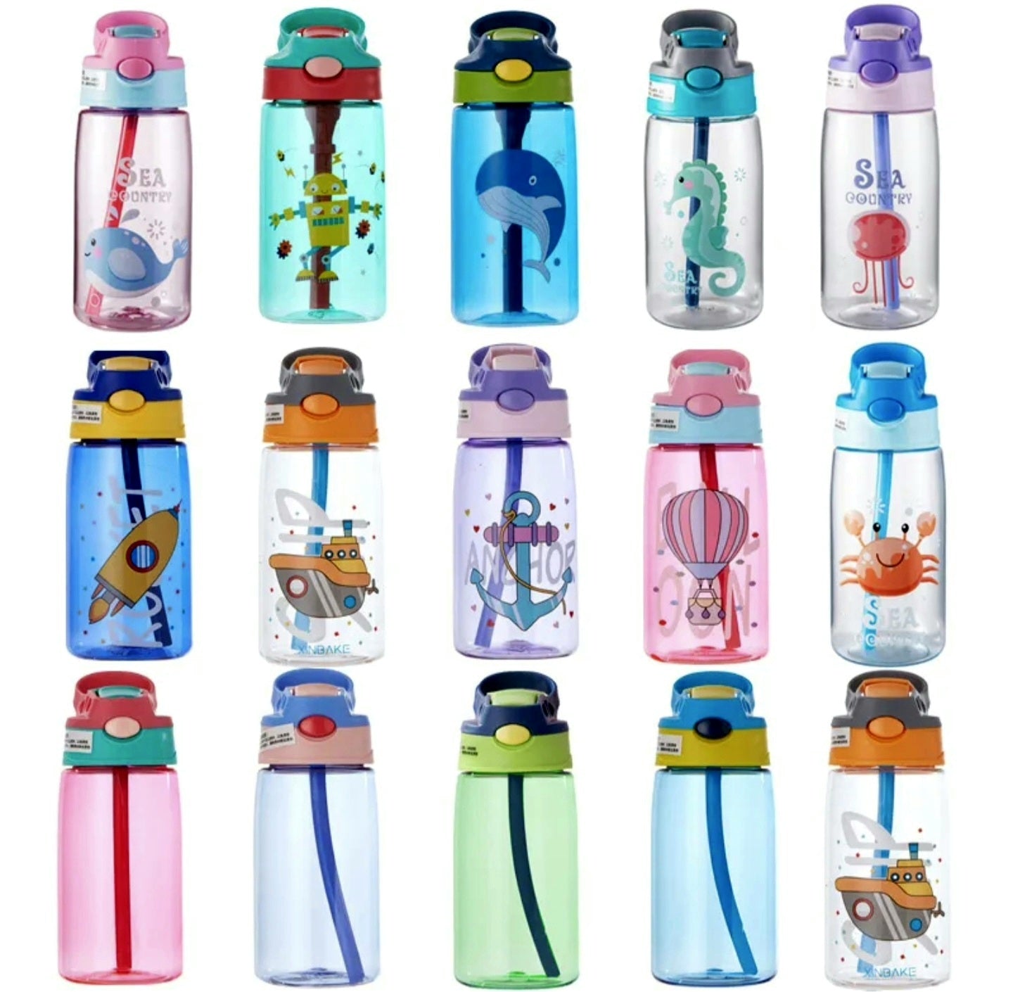 480ML Kids Water Sippy Cup Creative Cartoon Baby Feeding Cup with Straws Leakproof Water Bottle Outdoor Portable Children's Cups