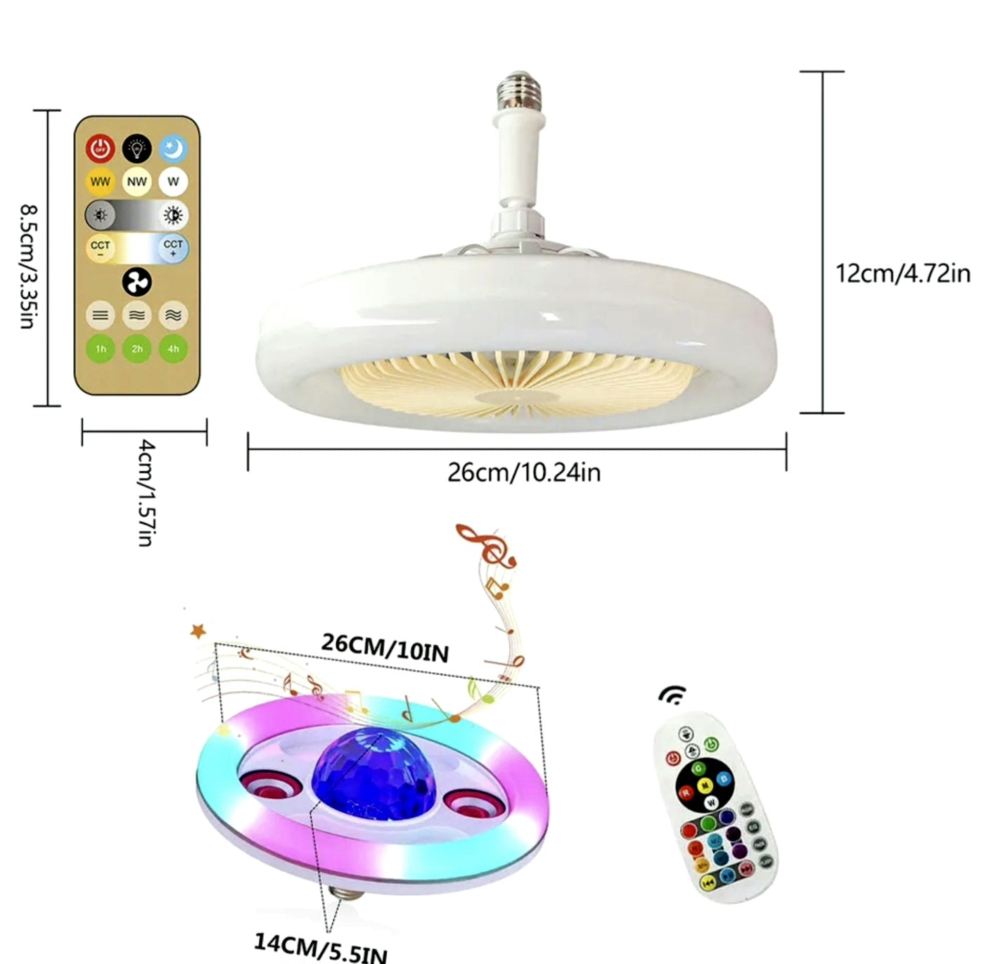 E27 Ceiling Fan Light Speaker Music Projection Light With Remote Control Fan Light Ceiling Lamp Bedroom Decorative Lamp 85V-265V