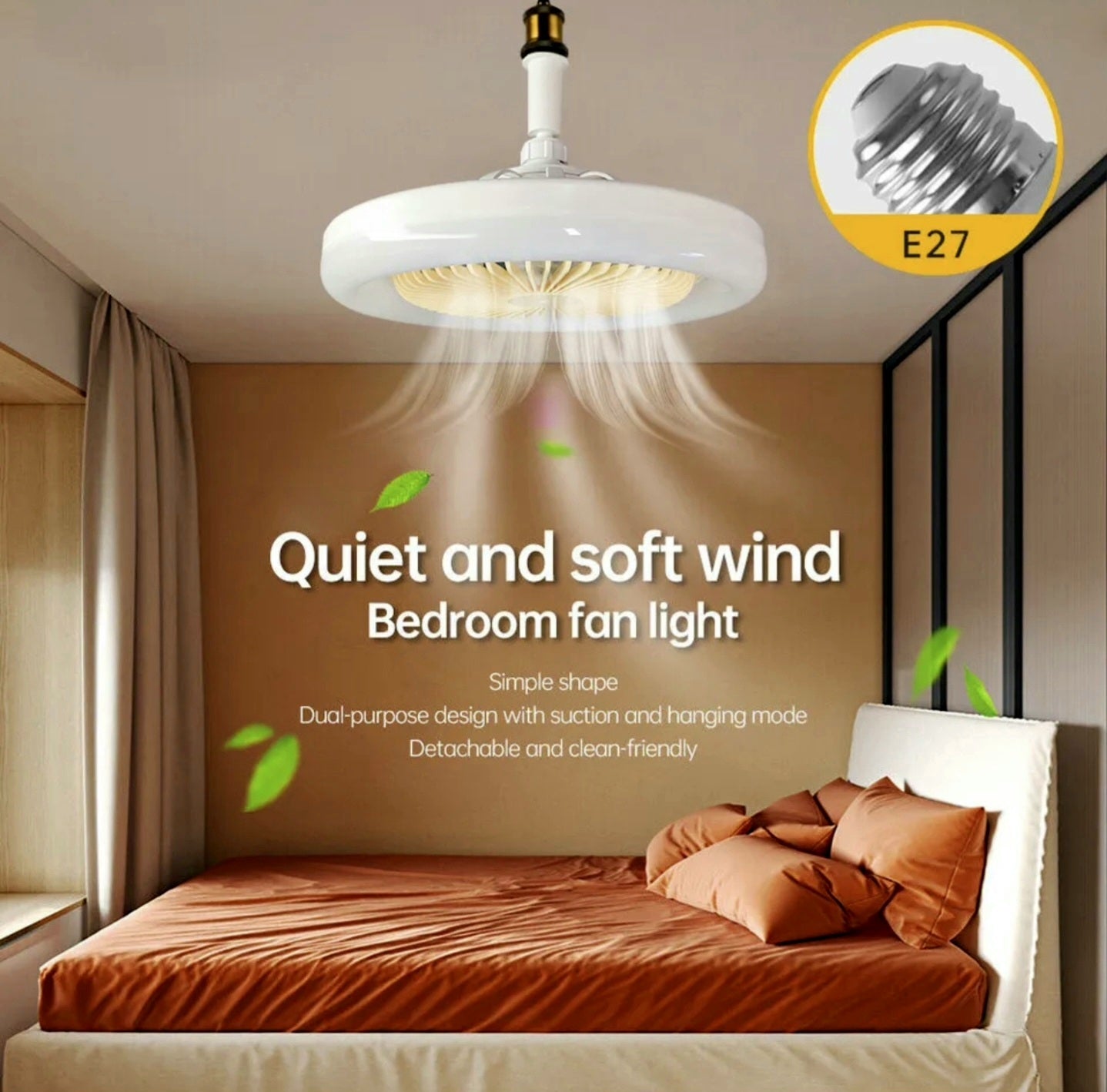 E27 Ceiling Fan Light Speaker Music Projection Light With Remote Control Fan Light Ceiling Lamp Bedroom Decorative Lamp 85V-265V