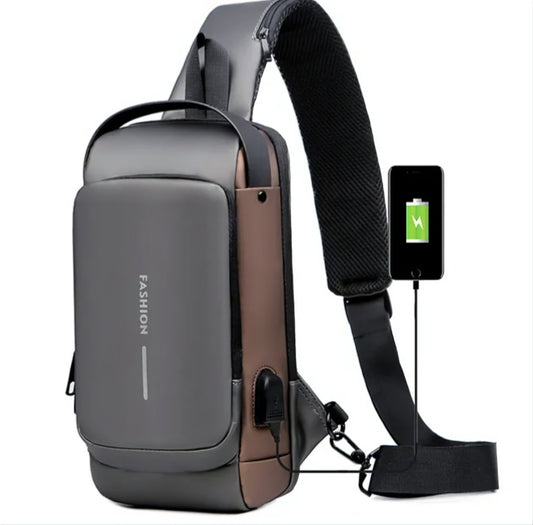 Chest Bag for Men Crossbody Bag Waterproof USB Shoulder Bag Anti-Theft Travel Messenger Chest Sling Pack Fashion Luxury Designer