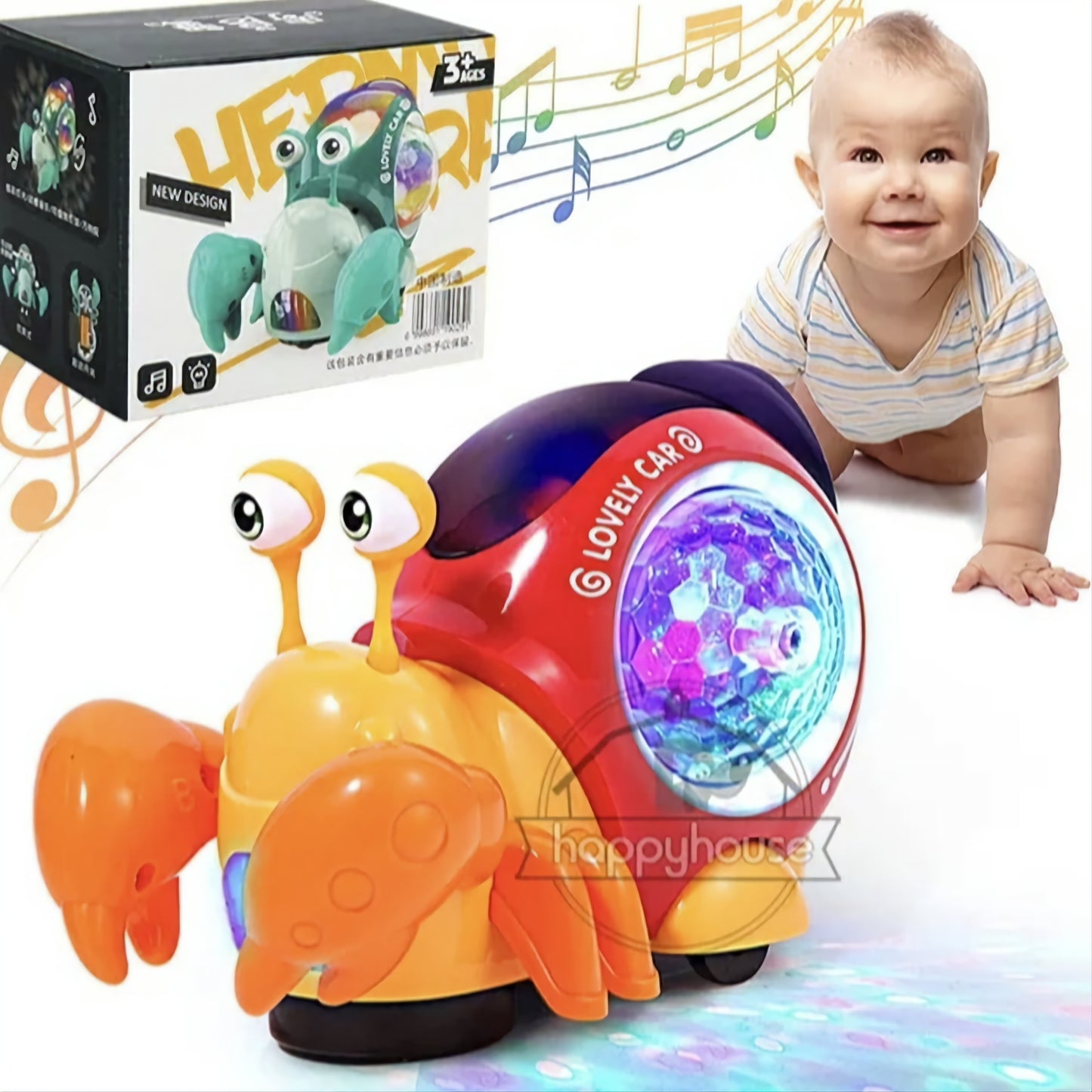 Crawling Crab Baby Toys with Music LED Light Up Interactive Musical Toys for Baby Dancing Crawling  Toys Moving Toddler Toys 0 12